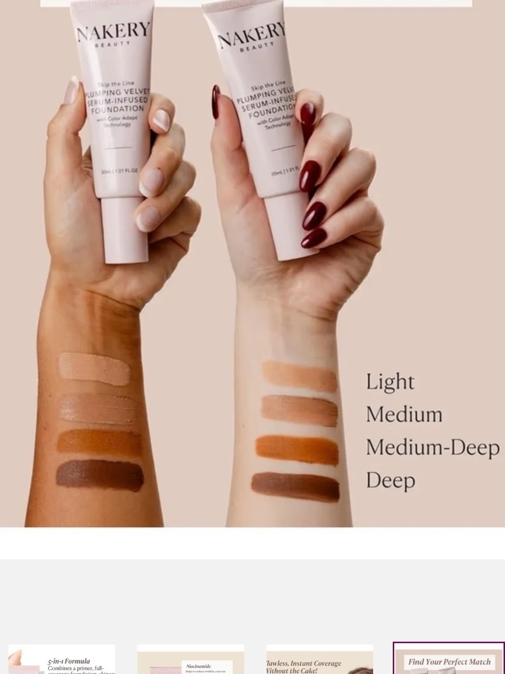 Nakery Medium Deep Plumping Velvet Serum-Infused Foundation